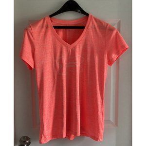 Womens Under Armour Heatgear Short Sleeve Shirt Size S Neon Orange Athletic